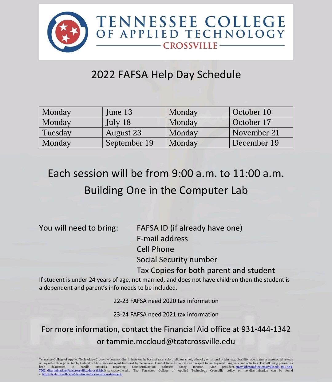 FAFSA Help Day Flyer 2022
