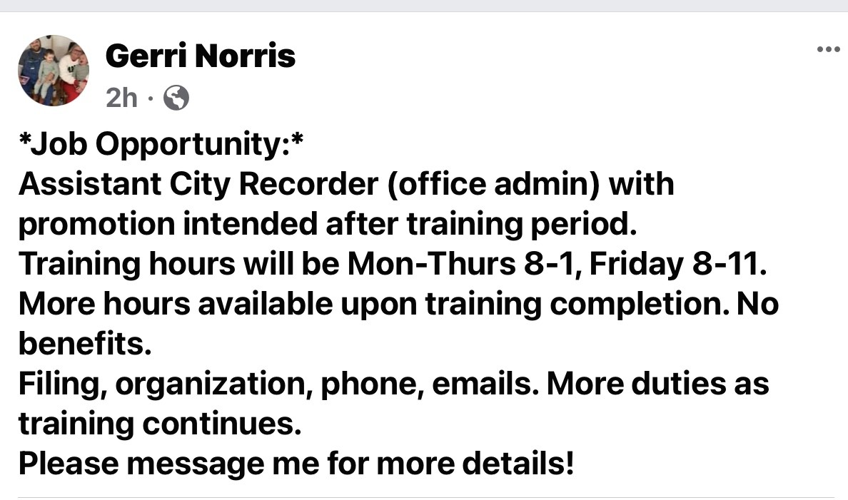 Assistant City Recorder Job Opening Feb 2023